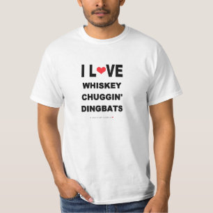 CAMISETA UÍSQUE ENGRAÇADO CHUGGIN DINGBATS DO AMOR DE I
