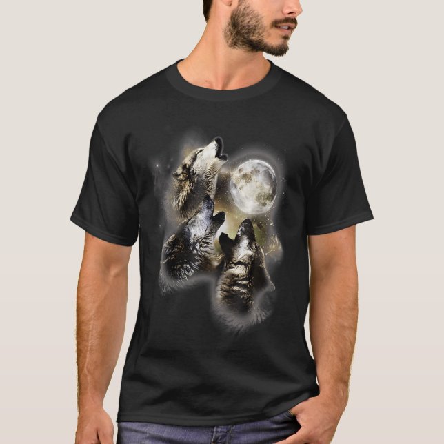 Camiseta Uivando Na Lua Lobo Animal (Frente)