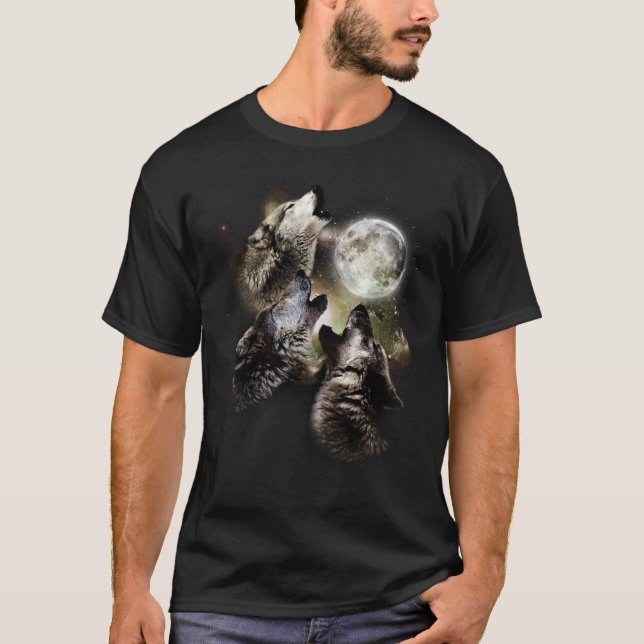 Camiseta Uivando Na Lua Lobo Animal (Frente)