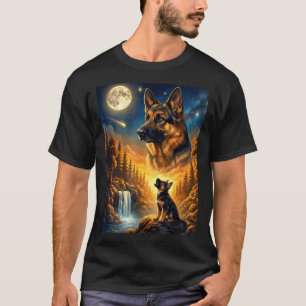 Camiseta Uivando para o meme da lua animal cachorro pastor 