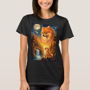 Camiseta Uivando para o meme da lua animal cachorro pomerân