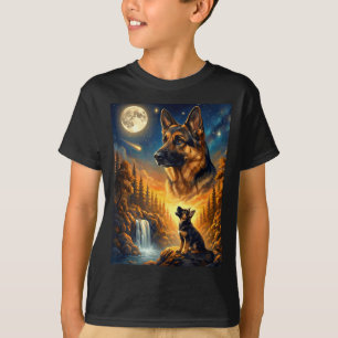 Camiseta Uivando para o meme de lua animal cachorro pastor