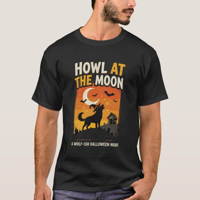 Camiseta Uivo da Lua do Halloween do Cão (Frente)