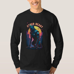 Camiseta Uivo de Lobo Futurista - Lobo Mecânico Cyber Beast