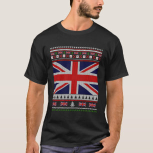 Camiseta Uk Flag Ugly Sweater Jumper Para O Natal