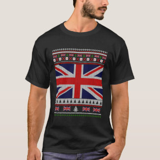 Camiseta Uk Flag Ugly Sweater Jumper Para O Natal