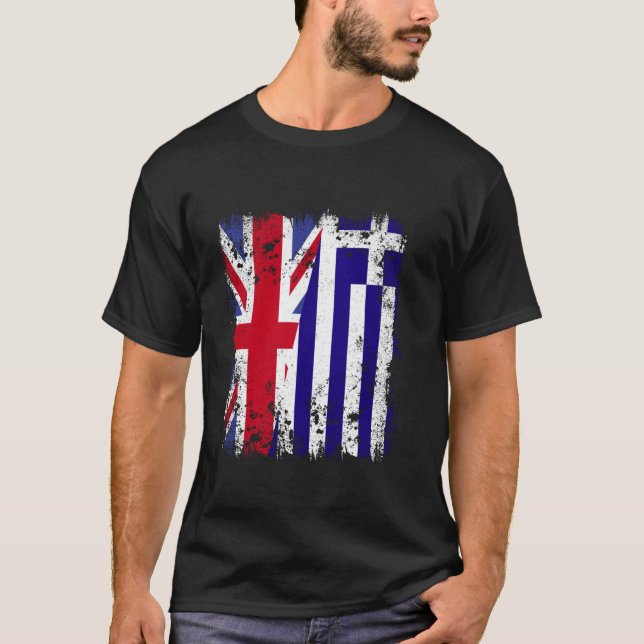 Camiseta UK Greece Half Flag British Greek Flag Hellas Heri (Frente)