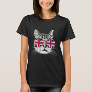 Camiseta Uk Union Jack British Flag England Cat Sungles Gif