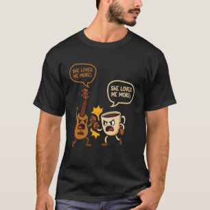 Camiseta Uke de Ukulele Havaiano Café Ela Me Ama Mais
