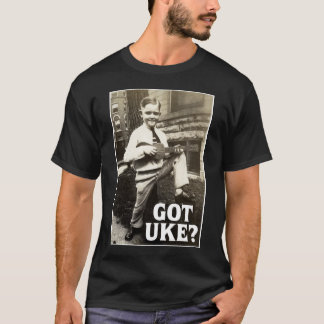 Camiseta Uke obtido? T-shirt curto escuro da luva dos