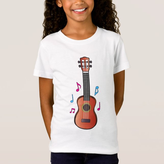 Camiseta Ukelele com notas na cor (Frente)
