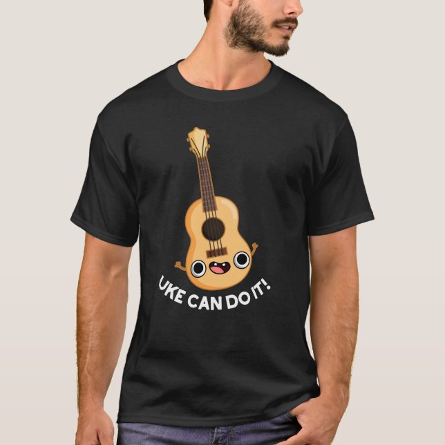 Camiseta Ukelele Pun Dark BG, Curiosamente Positivo (Frente)