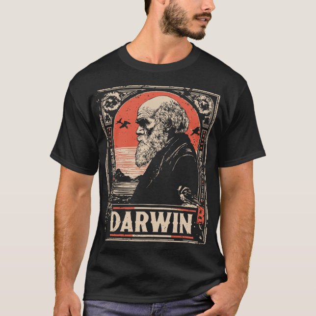 Camiseta Ukiyo-e Darwin | Retrato da Teoria da Evolução (Frente)