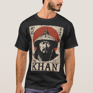 Camiseta Ukiyo-e Genghis Khan   Conquistador mongol Portrai