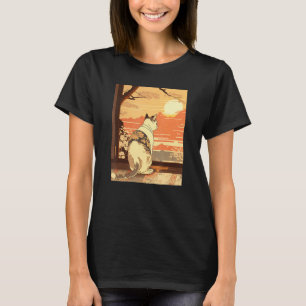 Camiseta Ukiyo e Kanagawa Tatuagem Japonesa Vintage Gato Gr