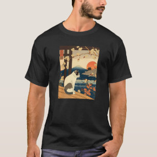 Camiseta Ukiyo e Kanagawa Tatuagem Japonesa Vintage Gato Gr