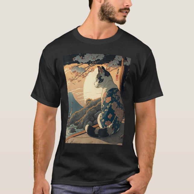 Camiseta Ukiyo e Kanagawa Vintage Japonês Tatuagem Gráfico  (Frente)