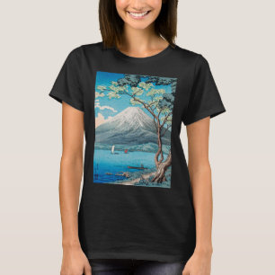 Camiseta Ukiyo e Mt Fuji Japonês Impressão de Pintura