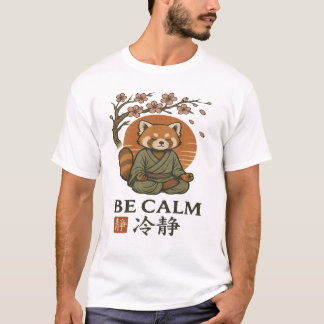 Camiseta ukiyo-e Red Panda- Be CALM japanese Zen meditation