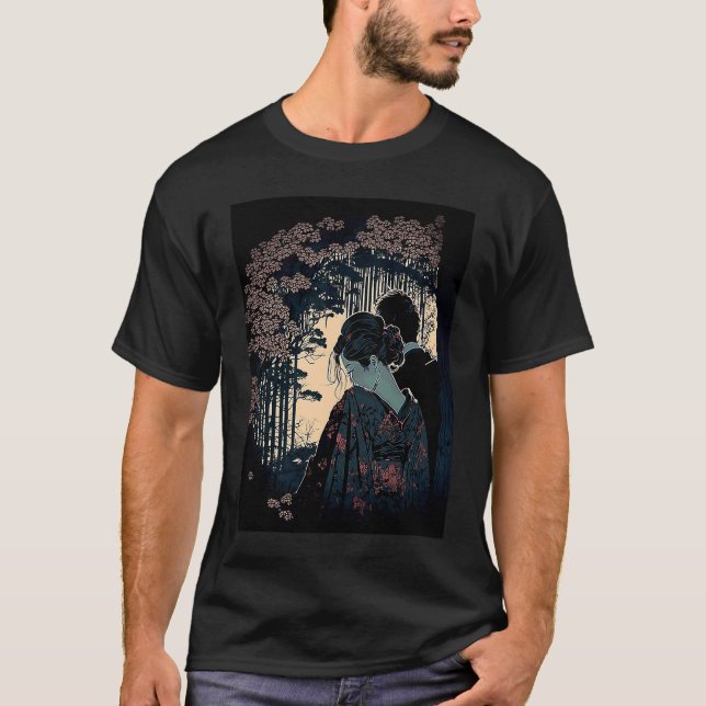 Camiseta Ukiyo E Retro Japanese Design Romance  Love During (Frente)
