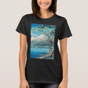 Camiseta Ukiyo e T Monte Fuji Japonês Impressão de Pintura