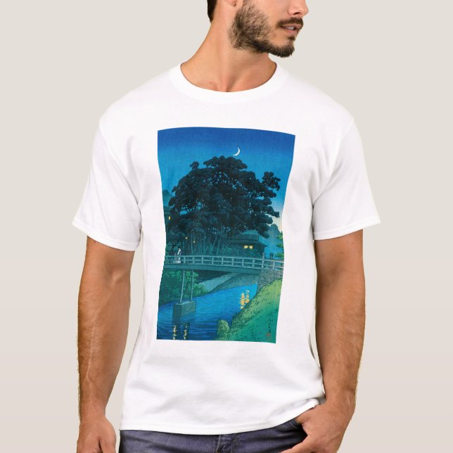 Camiseta ukiyoe hasui No55 Takinogawa e Lua Crescente (Frente)