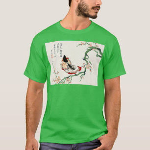 Camiseta Ukiyoe japonês de uma mulher correndo em kimono de