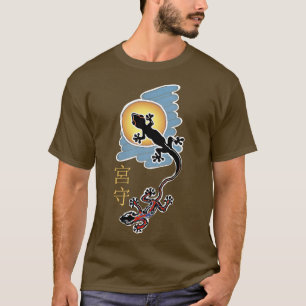 Camiseta Ukiyoe Style Sun Geckos, unidos na Cauda com a
