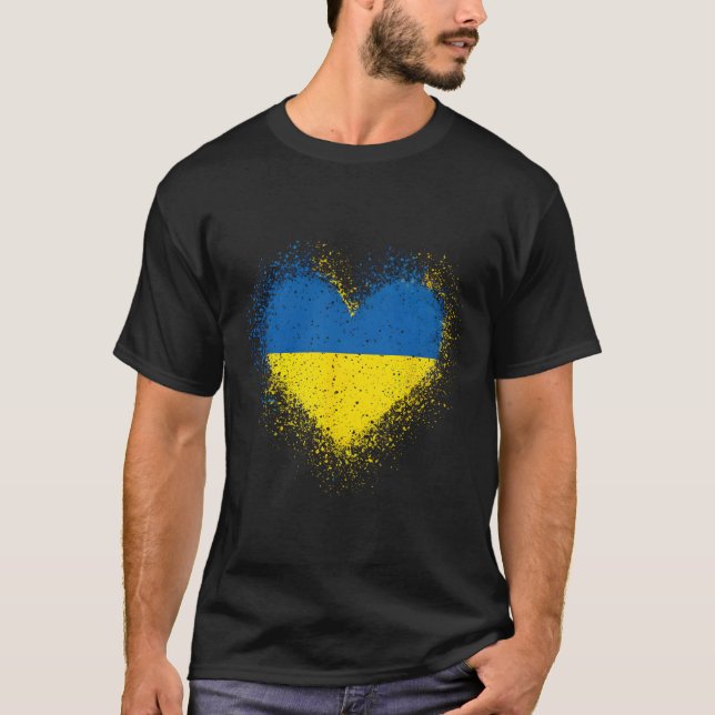 Camiseta Ukraine Flagge Herz Männer Frauen  (Frente)
