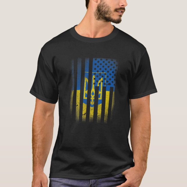 Camiseta Ukrainian American Flag Ukraine Usa America Roots (Frente)