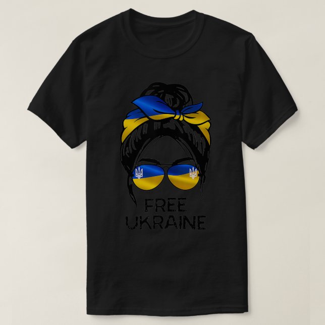 Camiseta Ukrainian Flag, Ukraine Pride Women Messy Bun Free (Frente do Design)