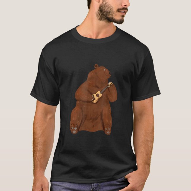 Camiseta Ukulele Bear Player Guitar Havaí Música Uke Ukule (Frente)
