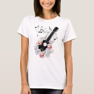 Camiseta Ukulele com presentes de flores