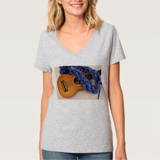 Camiseta Ukulele e leus azuis