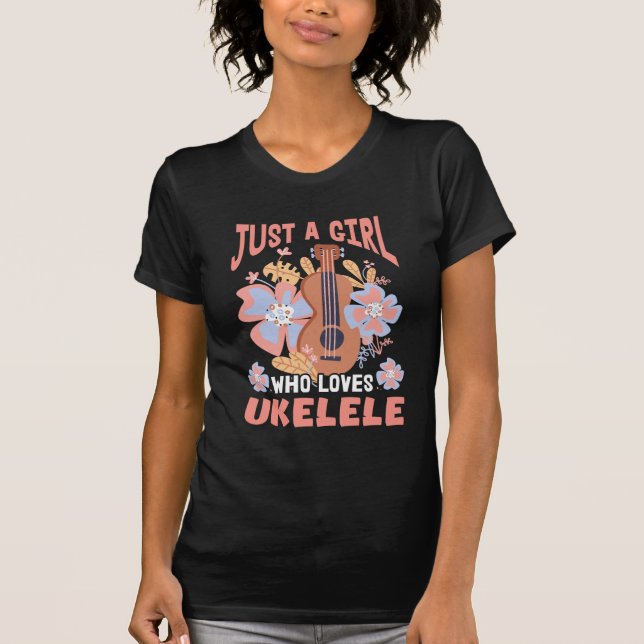 Camiseta Ukulele Girl Hawaii - Música Cute Ukulele (Frente)