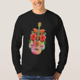 Camiseta Ukulele Guitar Música Havaí Natureza Flores Uke