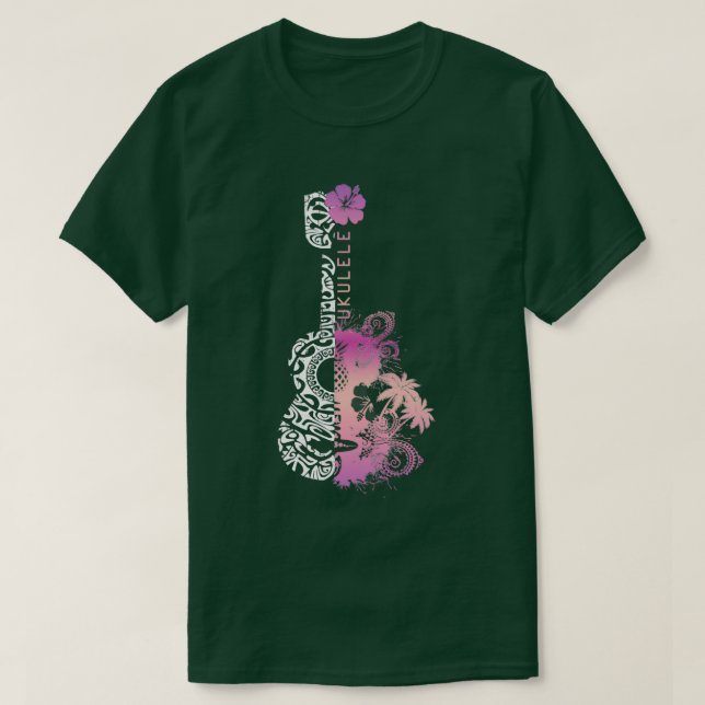 CAMISETA UKULELE HAWAIIAN TATTOO PINK PURPUNK (Frente do Design)