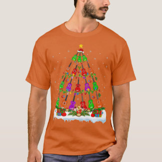 Camiseta Ukulele Music Lover Xmas Luz Ukulele Natal