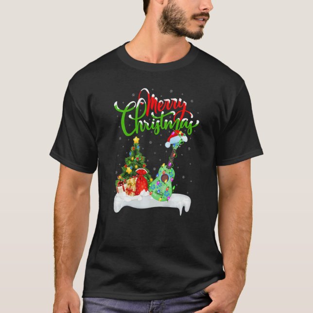 Camiseta Ukulele Music  Xmas Decorations Santa Ukulele Chri (Frente)