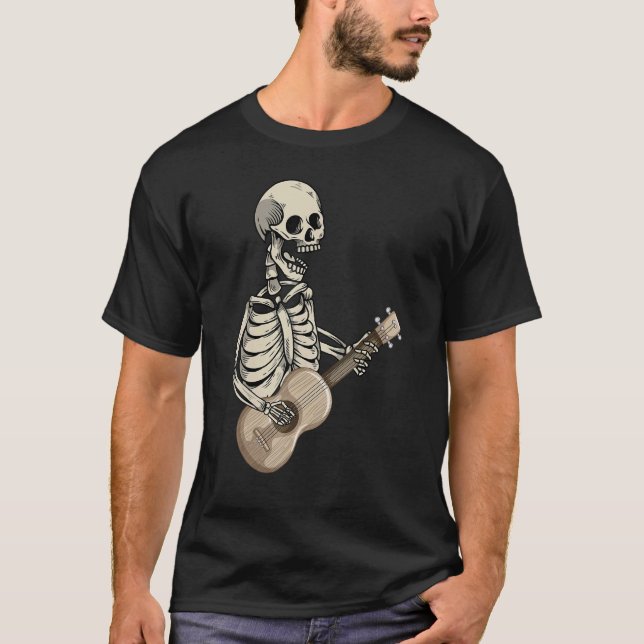 Camiseta Ukulele Player Retro Skeleton Ukulele Guitar (Frente)