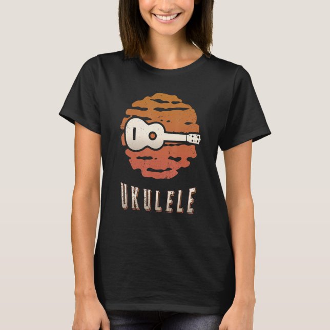 Camiseta Ukulele Vintage Retro Classic Sunset Music (Frente)