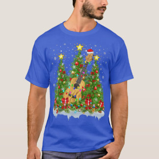 Camiseta Ukulele Xmas Lights Papai noel Árvore de Natal Uku