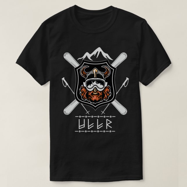Camiseta Ullr Deus Da Arqueza Norse Caça Viking Ski (Frente do Design)