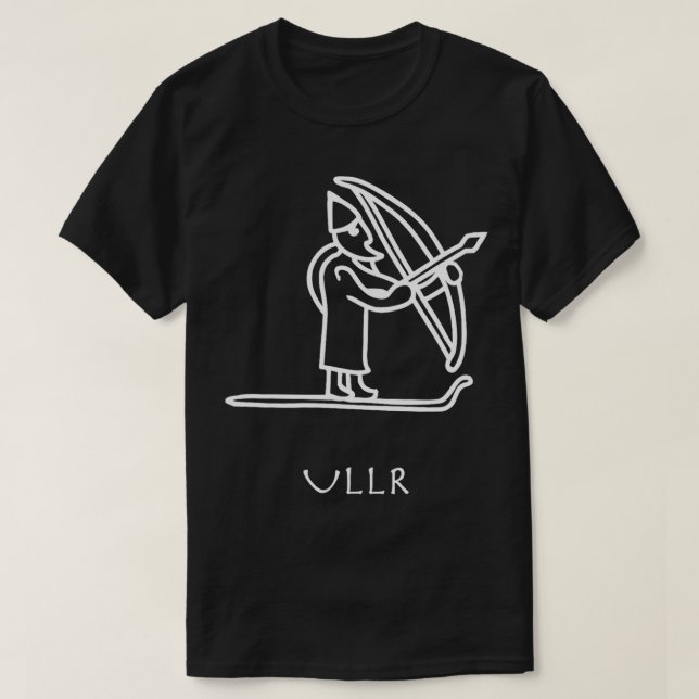 Camiseta Ullr Viking Rune Drawing Ski Hunting Snow Winter (Frente do Design)