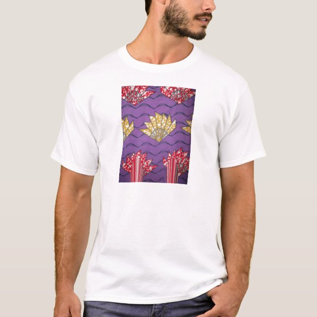 Camiseta Última Arte de Padrão de Moda Tradicional de Onda  (Frente)