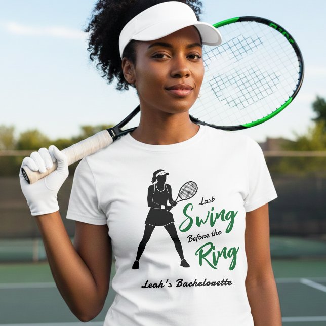 Camiseta Último Balanço de Tênis Antes do Anel (Tennis Bachelorette Last Swing Before the Ring T-Shirt
)