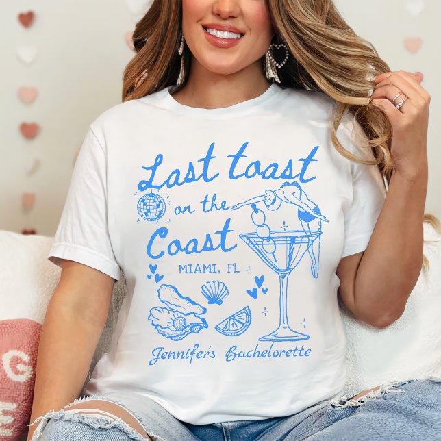 Camiseta Último Brinde Na Bachelorette Azul Da Praia Costei (Criador carregado)