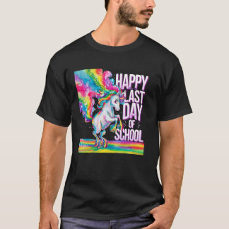 Camiseta último dia crianças meninas unicórnio feliz último