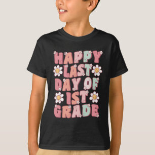 Camiseta Último Dia Da 1ª Série Cute Groovy Primeiro Profes