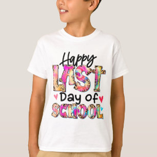 Camiseta Último Dia Da Escola Tie Dye Leopard Graduação Tea